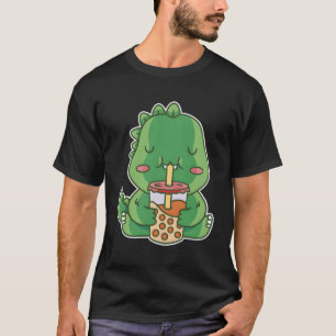Boba Tea Kawaii Baby Dinosaur Drinking Bubble Tea T-Shirt