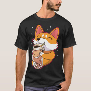 Boba Tea Kawaii Corgi Drinking witchcraft amadeus  T-Shirt