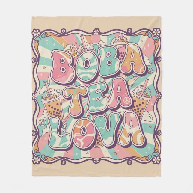 Boba Tea Lova Fleece Blanket (Front)