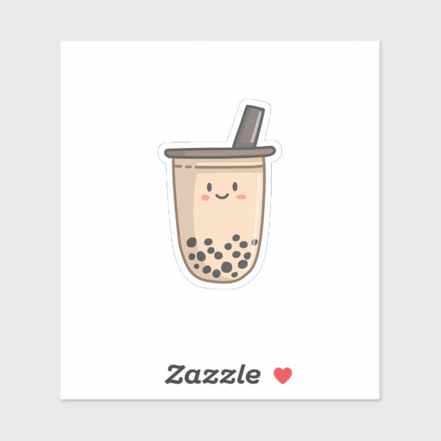 Boba Tea | Sticker pour thé bulle de lait Kawaii (Feuille)