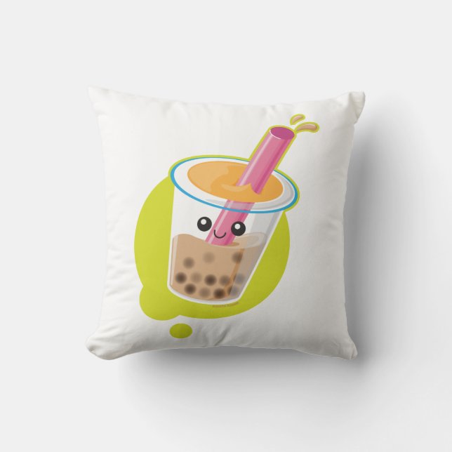 Boba Tea Throw Pillow (Front)