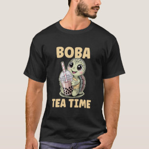 Boba Tea Time Cute Kawaii Animal Turtle Drinking B T-Shirt