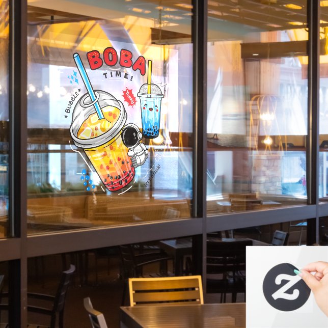 Boba Time Bubble Tea Drinks Business   Window Cling (Restaurant Window)