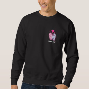 Boba Two Baes Pocket Bubble Tea Boba Couple Drinki Sweatshirt
