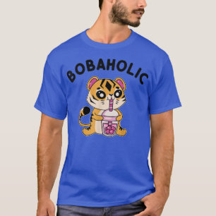 Bobaholic Tiger Kawaii Funny Bubble Milk Boba Tea T-Shirt
