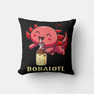 Bobalotl Axolotl Boba Tea Bubble Milk Anime Lover  Throw Pillow
