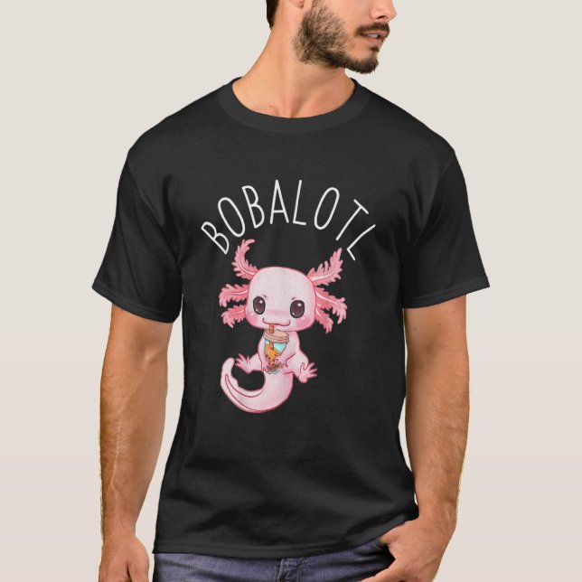 Bobalotl Axolotl Boba Tea Bubble Milk Tea T-Shirt (Front)