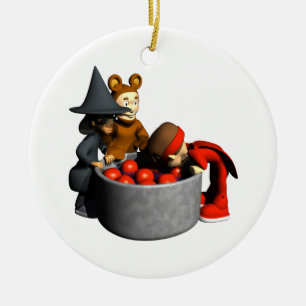 Bobbing For Apples Ceramic Ornament