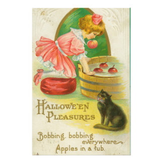 Bobbing for Apples Vintage Halloween Card, 1911 Photo Print