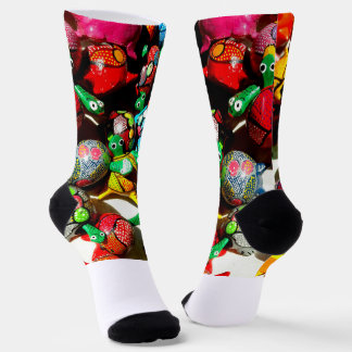 Bobble Head Turtle Crew Socks - Colourful