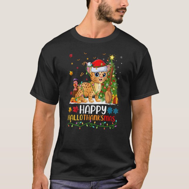 Bobcat Animal   Happy Bobcat Hellothanksmas T-Shirt (Front)