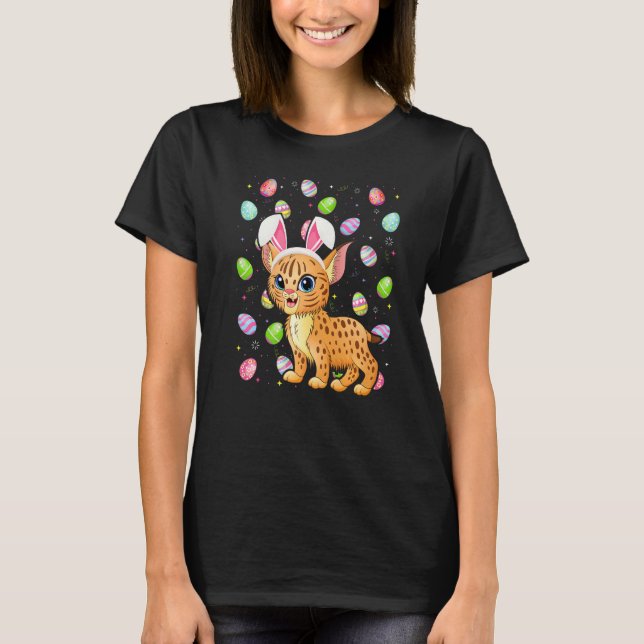 Bobcat Bunny Easter Egg  Funny Bobcat Easter Sunda T-Shirt (Front)