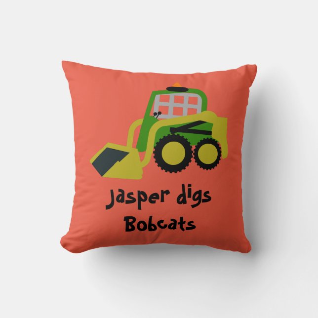 Bobcat Excavator Throw Pillow (Front)