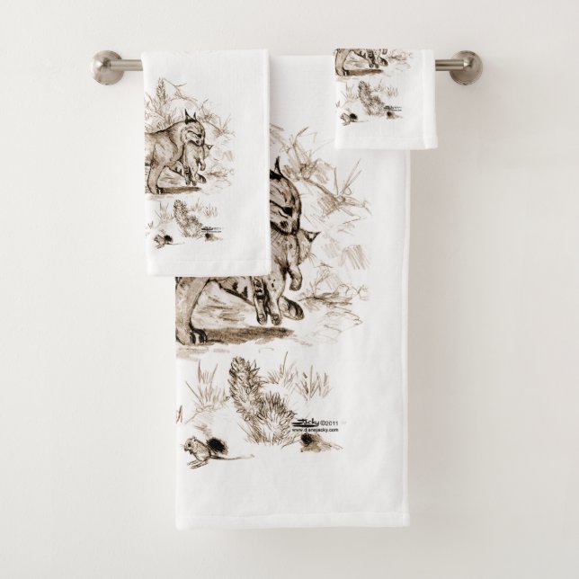 Bobcat Family Bath Towel Set (Insitu)