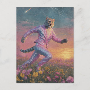 Bobcat in a Sparkly Pink Suit  Postcard