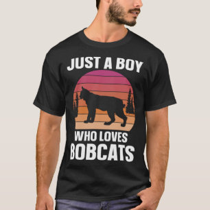 Bobcat Just A Boy Who Loves Bobcats Retro Vintage T-Shirt