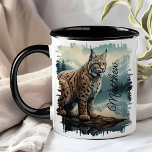 Bobcat on Rock Mountain Wilderness  Mug<br><div class="desc">Enjoy your favourite beverage with the Bobcat on Rock Mountain Wilderness Mug. This unique mug features a stunning design of a bobcat standing proudly on a rock with majestic mountains and a serene forest in the background. Customized with your name, it adds a special touch that makes it uniquely yours....</div>