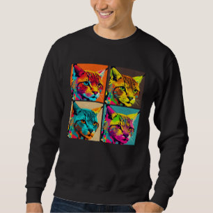 Bobcat Pop Illustration Colorful Animal Women Men  Sweatshirt