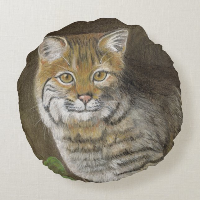Bobcat Round Pillow (Back)