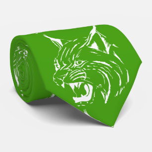 Bobcat Wild Cat Team Mascot White On Any Colour Tie