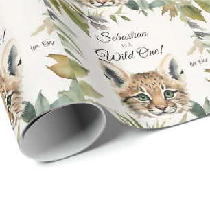 Bobcat Wild One Woodland Animal Birthday  Wrapping Paper