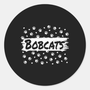 Bobcats Mascot Back To School Spirit Footprint Hea Classic Round Sticker