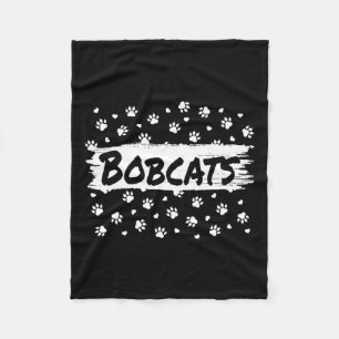 Bobcats Mascot Back To School Spirit Footprint Hea Fleece Blanket