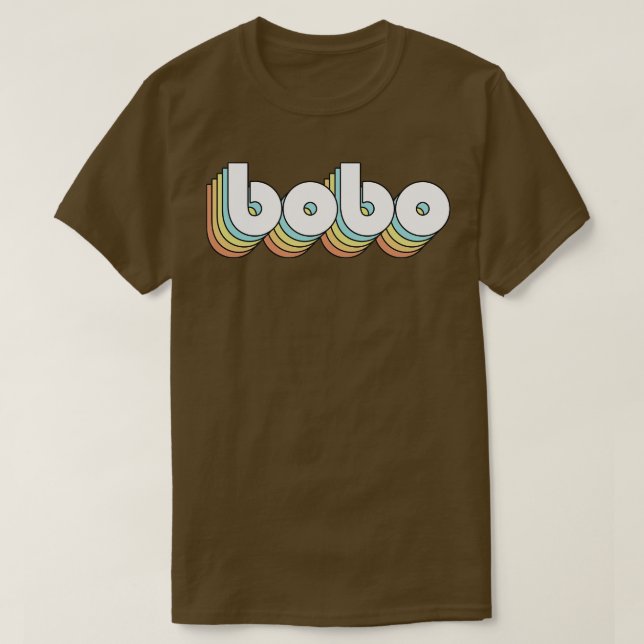 Bobo Retro Rainbow Typography Faded Style T-Shirt (Design Front)