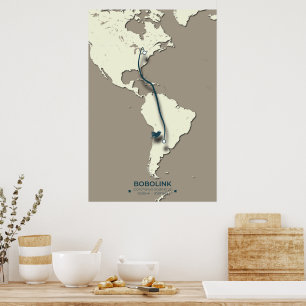 Bobolink Migration Map – Minimalist Vintage Bird Poster