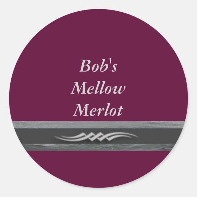 Bob's Mellow Merlot Étiquettes de vin (Devant)
