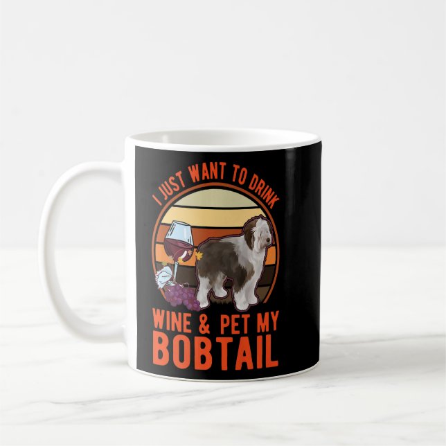 Bobtail And Wine Old English Sheepdog Bobtail  Coffee Mug (Left)