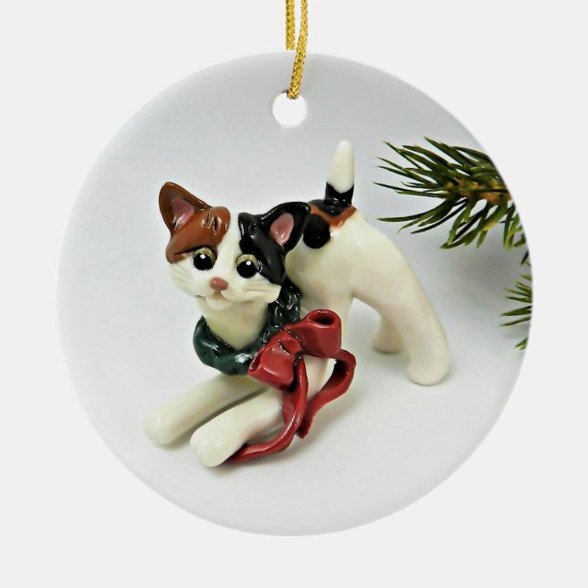 Bobtail japonais Chat Calico Ornement de vacances (Devant)