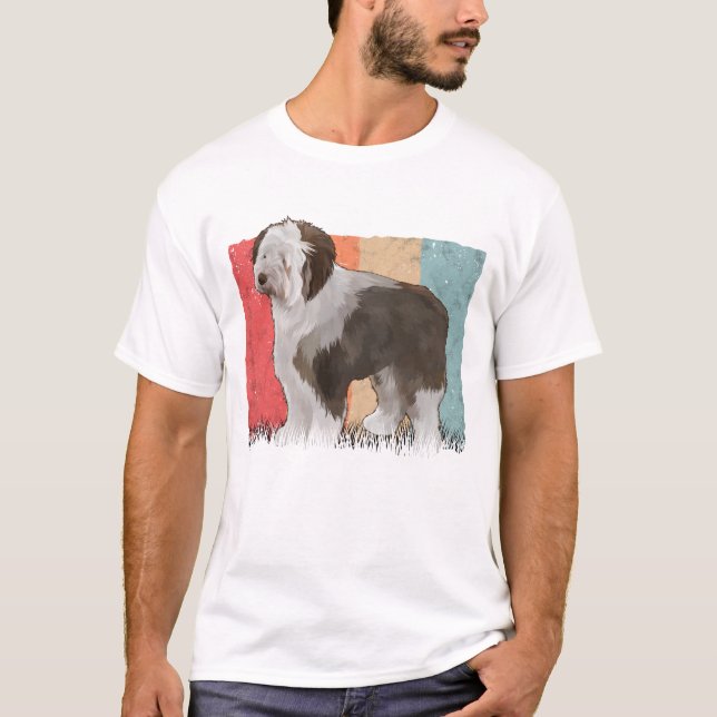 Bobtail Retro Old English Sheepdog Vintage T-Shirt (Front)