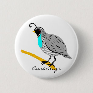 Bobwhite Blue-throated Quail Thunder_Cove 2 Inch Round Button