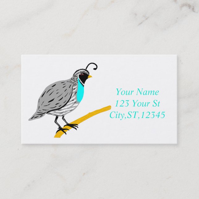 Bobwhite Blue-throated Quail Thunder_Cove Business Card (Front)