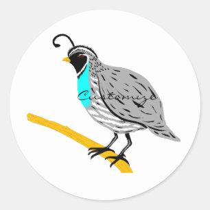 Bobwhite Blue-throated Quail Thunder_Cove Classic Round Sticker