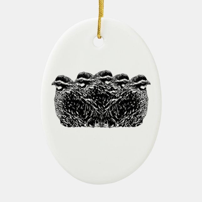 Bobwhite Quail Covey Ceramic Ornament (Front)