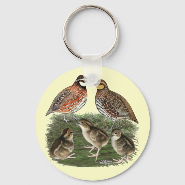 Bobwhite Quail Family Keychain (Front)