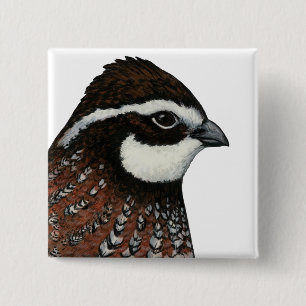 Bobwhite Quail Head 2 Inch Square Button