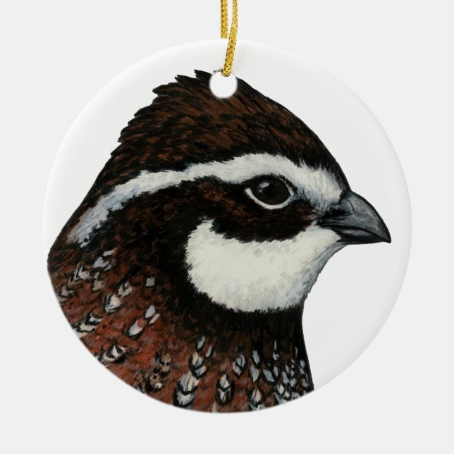 Bobwhite Quail Head Ceramic Ornament (Front)