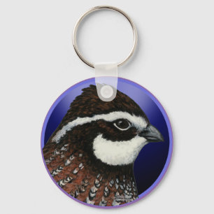Bobwhite Quail Head Circle Keychain