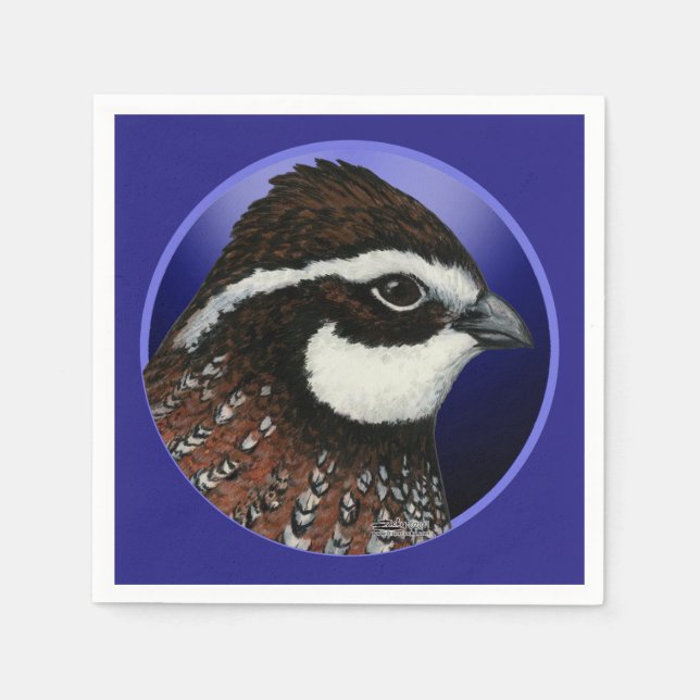 Bobwhite Quail Head Circle Napkin (Front)