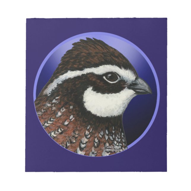 Bobwhite Quail Head Circle Notepad (Front)