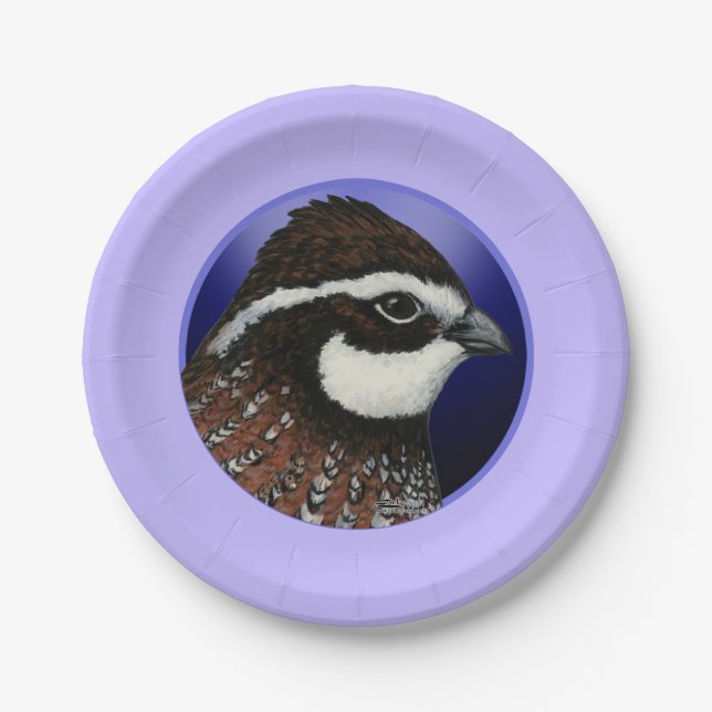Bobwhite Quail Head Circle Paper Plate (Front)