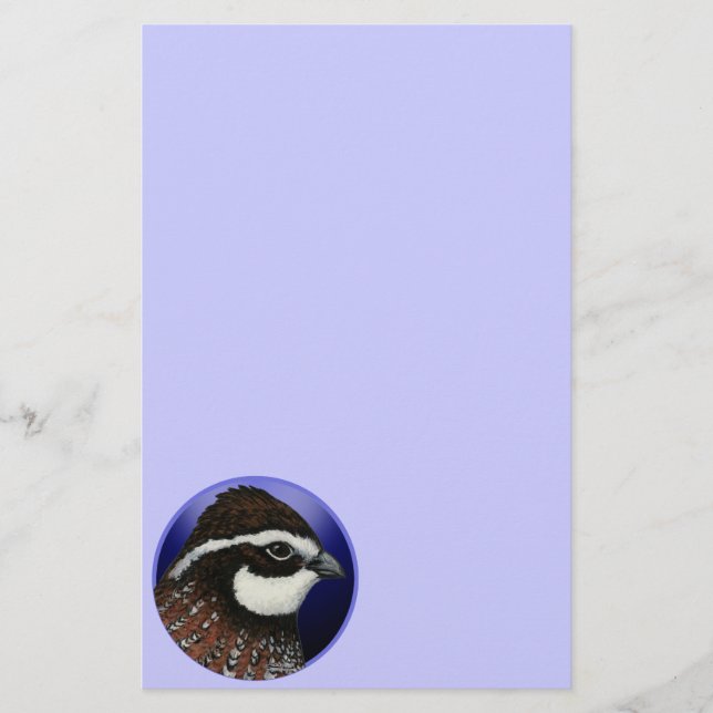 Bobwhite Quail Head Circle Stationery (Front)