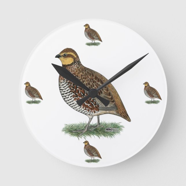 Bobwhite Quail Hen Round Clock (Front)
