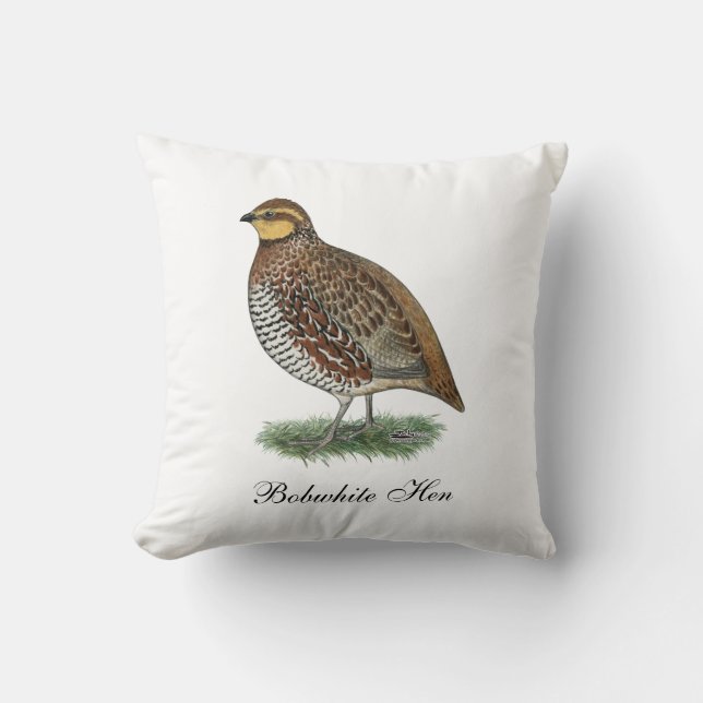 Bobwhite Quail Hen Throw Pillow (Front)