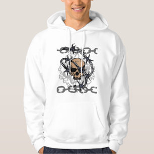 Bobwire chained skull hoodie