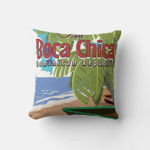 Boca Chica vintage travel poster Throw Pillow