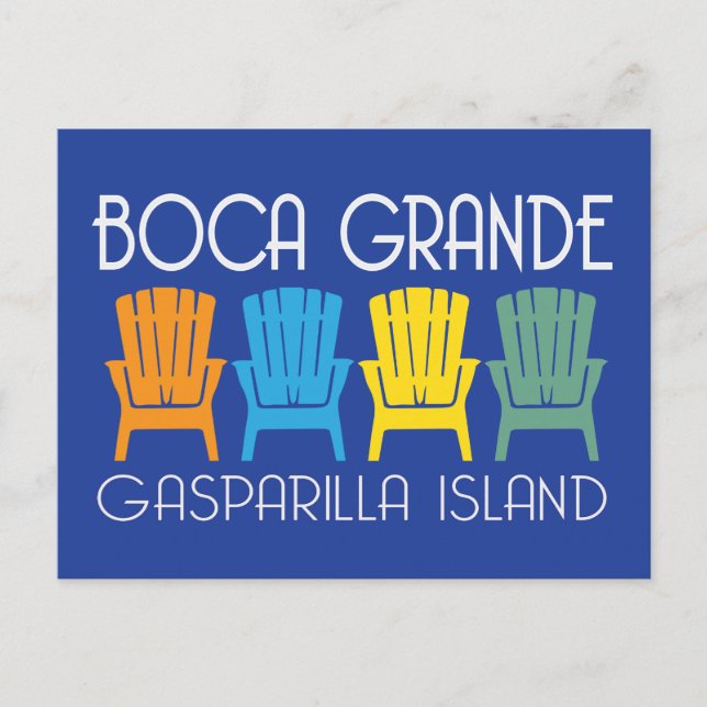 Boca Grande Gasparilla Florida Beach Chairs  Postcard (Front)